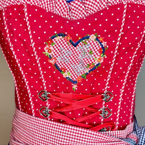 Authentic German Dirndl USA Colors ~ Size 8 US Edelheiß Oktoberfest 4th of July - Picture 4 of 8